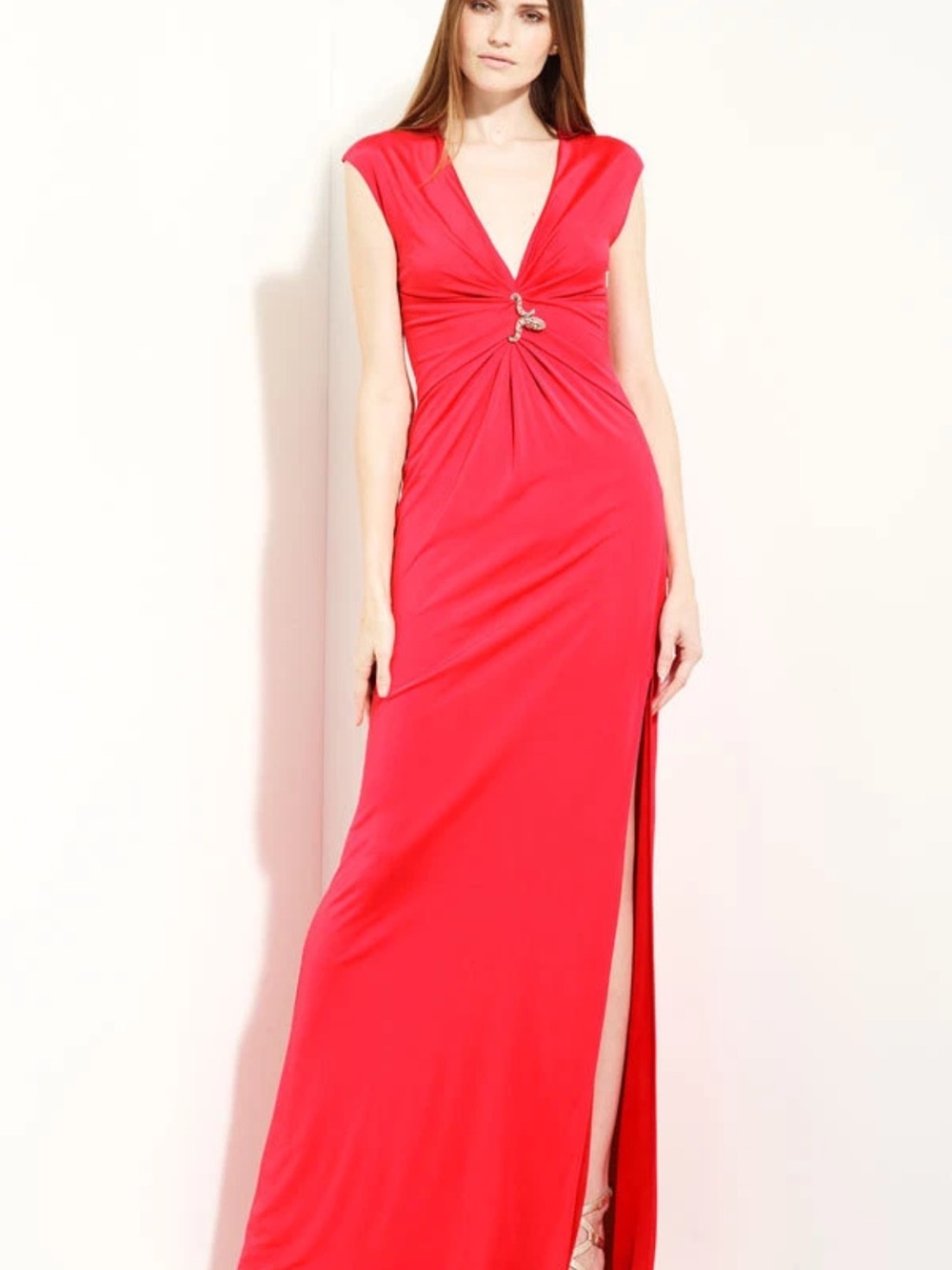 Roberto Cavalli Red Slit Dress Gown